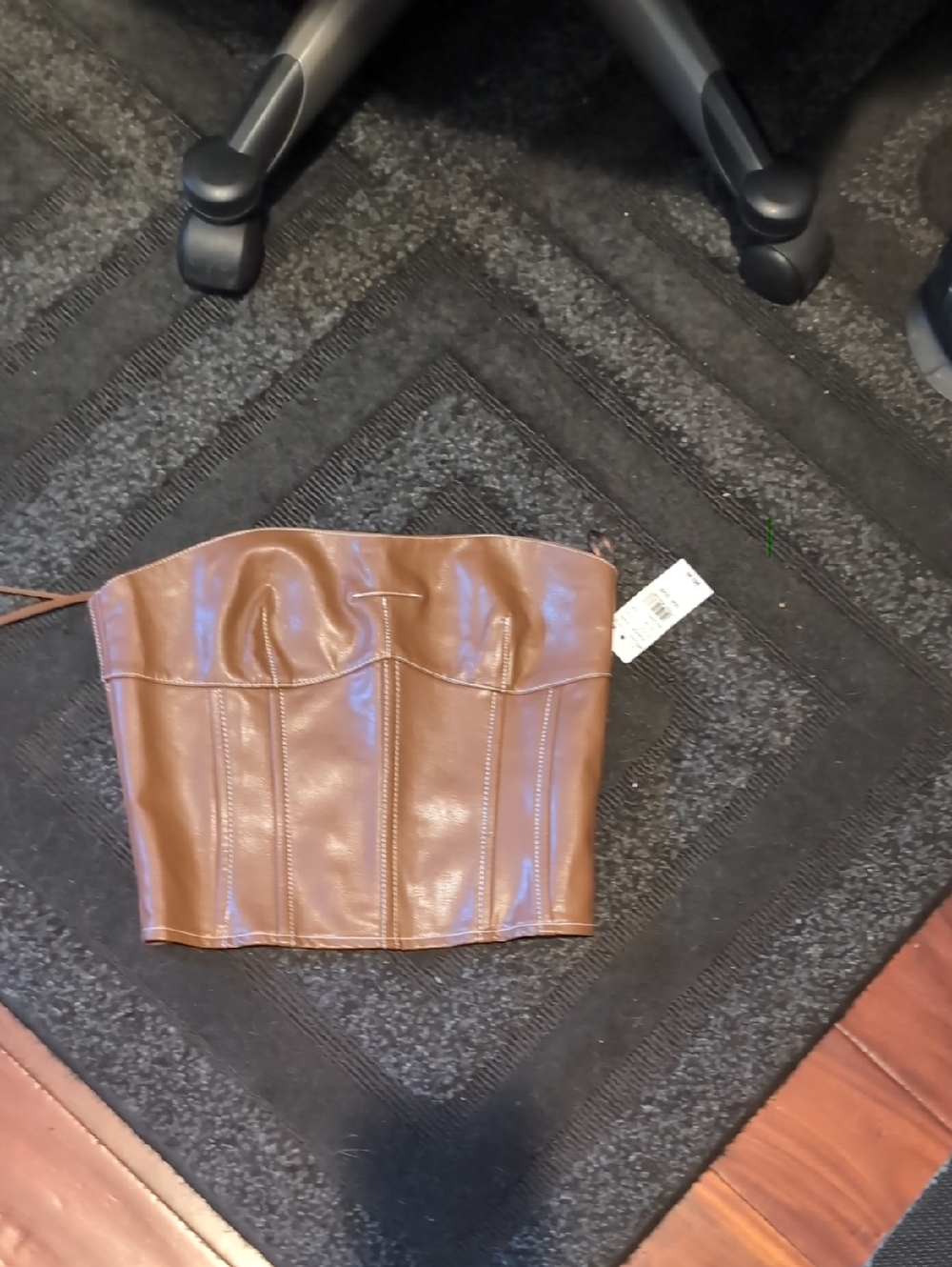 Edikted Brown Faux Leather Corset Bustier Top NWT